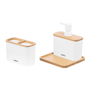 Bathroom set Ardesto Minimalism, 3items, polypropylene, bamboo, white