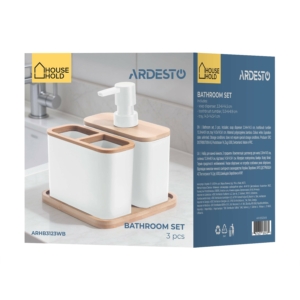 Bathroom set Ardesto Minimalism, 3items, polypropylene, bamboo, white