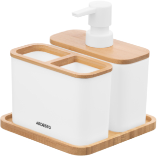 ARDESTO Набор для ванной комнаты Ardesto Minimalism, 3 предмета, полипропилен, бамбук, белый