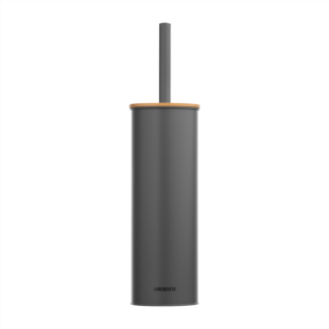 Toilet brush set with stand Ardesto Minimalism, 9.5?27.5/38cm, metal, polypropylene, bamboo, dark grey