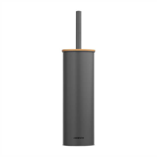 Набор щетка для унитаза с подставкой Ardesto Minimalism 9.5×27.5/38см, металл, полипропилен, бамбук, серый тёмный