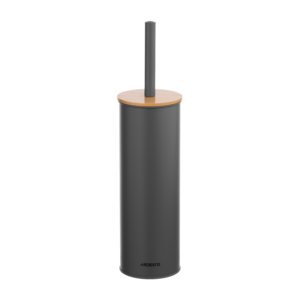Toilet brush set with stand Ardesto Minimalism, 9.5?27.5/38cm, metal, polypropylene, bamboo, dark grey