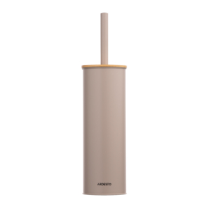 Toilet brush set with stand Ardesto Minimalism, 9.5?27.5/38cm, metal, polypropylene, bamboo, beige
