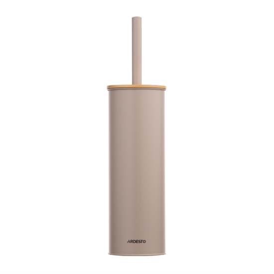 Набор щетка для унитаза с подставкой Ardesto Minimalism 9.5×27.5/38см, металл, полипропилен, бамбук, бежевый