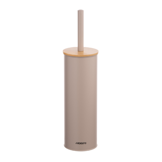Набор щетка для унитаза с подставкой Ardesto Minimalism 9.5×27.5/38см, металл, полипропилен, бамбук, бежевый
