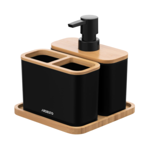 Bathroom set Ardesto Minimalism, 3items, polypropylene, bamboo, black