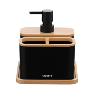 Bathroom set Ardesto Minimalism, 3items, polypropylene, bamboo, black