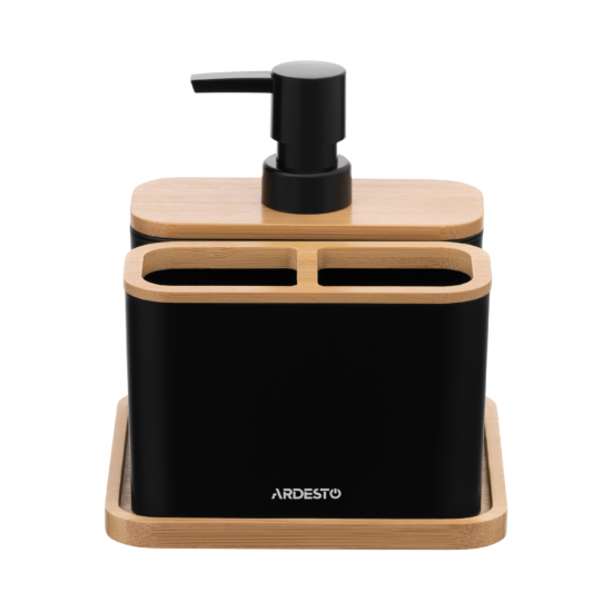 Bathroom set Ardesto Minimalism, 3items, polypropylene, bamboo, black