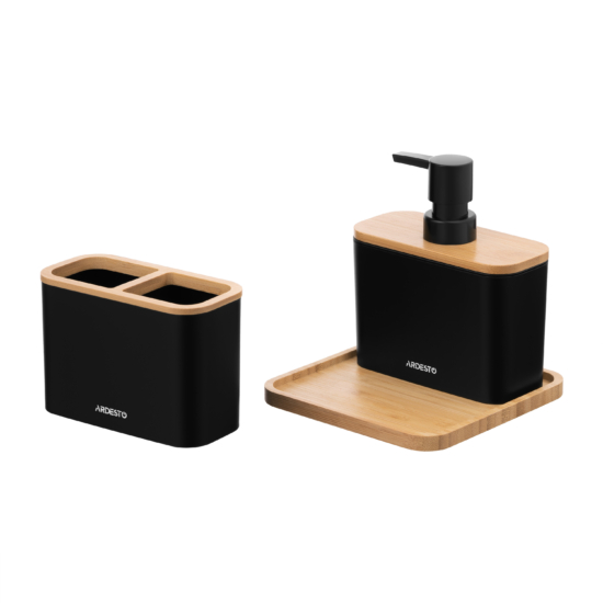 Bathroom set Ardesto Minimalism, 3items, polypropylene, bamboo, black
