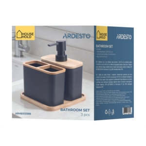 Bathroom set Ardesto Minimalism, 3items, polypropylene, bamboo, black