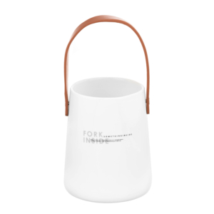 Cutlery holder with handle Ardesto, 14cm, ceramic, leather, white