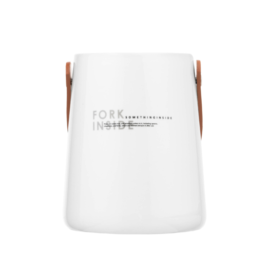 Cutlery holder with handle Ardesto, 14cm, ceramic, leather, white