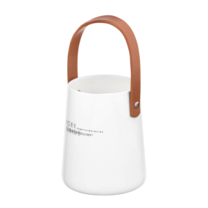 Cutlery holder with handle Ardesto, 14cm, ceramic, leather, white