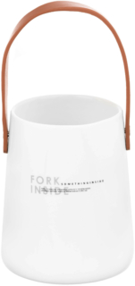Cutlery holder with handle Ardesto, 14cm, ceramic, leather, white