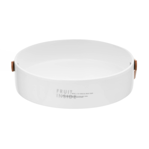 Fruit bowl with handle Ardesto, 22?22?5.5cm, ceramic, leather, white