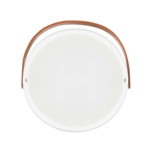 Fruit bowl with handle Ardesto, 22?22?5.5cm, ceramic, leather, white