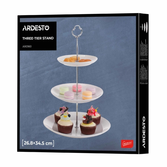 Three-tier stand Ardesto, 26.8?26.8?34.5cm, ceramic, white