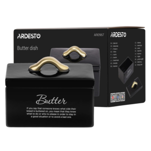 Butter dish Ardesto, 13.5?8.5?10cm, ceramic, black