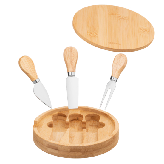 Cheese serving set Ardesto Midori, 4psc, bamboo, wood, stainless steel