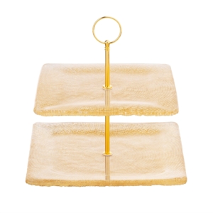 Two-tier stand ARDESTO Golden ice 24.5х23cm, glass, metal, square, golden