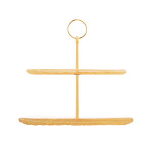 Two-tier stand ARDESTO Golden ice 24.5х23cm, glass, metal, square, golden