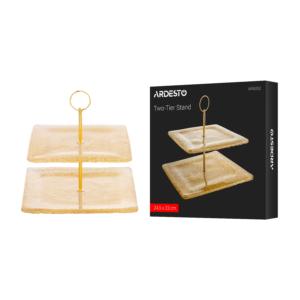 Two-tier stand ARDESTO Golden ice 24.5х23cm, glass, metal, square, golden