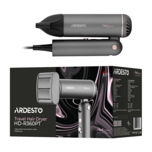 Hair Dryer ARDESTO Pink Touch, 1300W, 2 speeds, 3 heat setting, foldable handle, gray+pink
