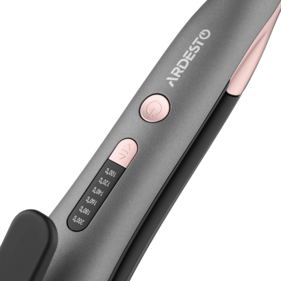 Плойка-випрямляч 2в1 ARDESTO Pink Touch, 65Вт, 100-200C, кераміка, сірий+рожевий