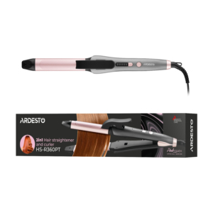 Hair straightener-curling iron ARDESTO Pink Touch, 65W, 100-200C, ceramics, gray+pink