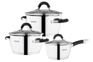 Cookware set with drain ARDESTO Gemini Livorno, 6pcs, stainless steel
