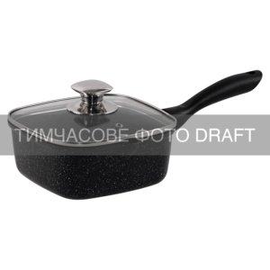 ARDESTO Saucepan with glass lid Gemini, 2l, aluminum, square, black