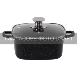 ARDESTO Casserole with glass lid Gemini, 2.3l, aluminum, square, black