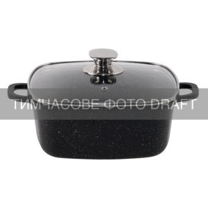 Casserole with glass lid ARDESTO Gemini Piemonte, 5.4l, aluminum, square, black