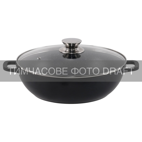 Сотейник зі скляною кришкою ARDESTO Gemini Lazio, 24cм, алюміній, чорний