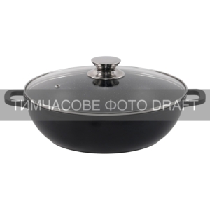 Shallow casserole with glass lid ARDESTO Gemini Lazio, 28cm, aluminum, black