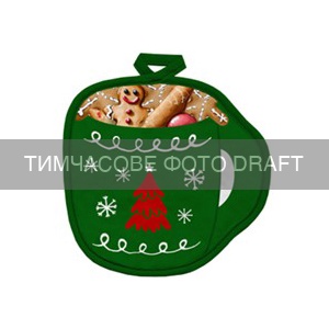 ARDESTO Прихватка Christmas Green Mug 20х20см, 100% полиэстер (верх), 100% хлопок (низ), зеленый