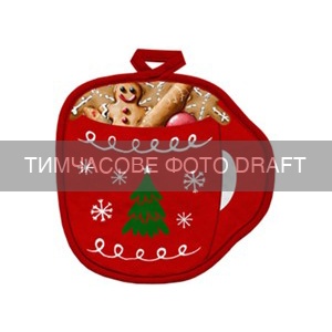 ARDESTO Прихватка Christmas Red Mug 20х20см, 100% полиэстер (верх), 100% хлопок (низ), красный