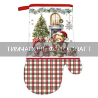 ARDESTO Рукавичка Christmas Bears 18х30см, 100% полиэстер (верх), 100% хлопок (низ), зеленый