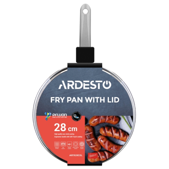 Fry pan with lid ARDESTO Gemini Vasto, 28cm, aluminium, gray