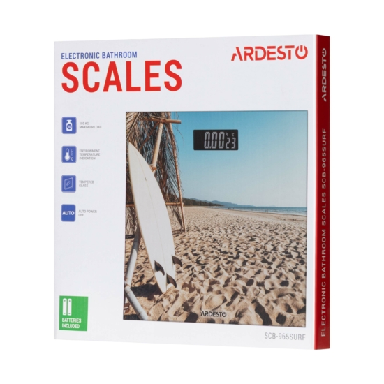 Весы ARDESTO напольные SURF, 150кг, AAAx2 в компл, стекло, многоцветные