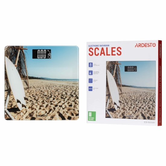 Весы ARDESTO напольные SURF, 150кг, AAAx2 в компл, стекло, многоцветные