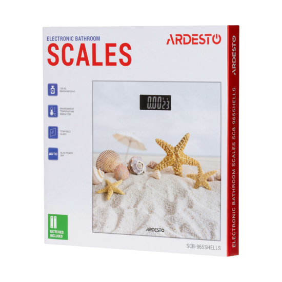 Весы ARDESTO напольные SHELLS, 150кг, AAAx2 в компл, стекло, многоцветные