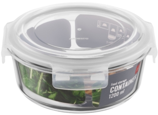 ARDESTO Food storage container ARDESTO Gemini 1.2l, borosilicate glass, plastic, round, transparent