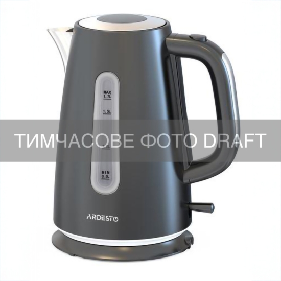 Электрочайник ARDESTO 1.7л, Strix, металл, подсветка, чёрный матовый