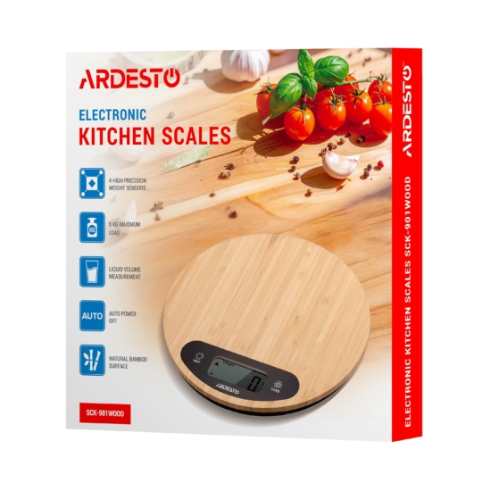 Весы ARDESTO кухонные, 5кг, AAAx2 в компл, дерево, бежевий