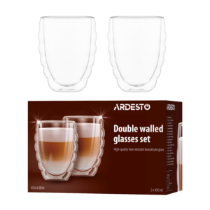 ARDESTO Double wall glass set ARDESTO 450ml, 2pcs, borosilicate glass, transparent