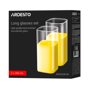 Set of glasses ARDESTO Twins 350ml, 2pcs, borosilicate glass, transparent