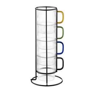 Set of cups with stand ARDESTO 350ml, 4pcs, borosilicate glass, transparent