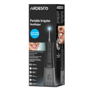 Irrigator portable ARDESTO, cup 300 ml, Li-ion included, case, 6 nozzles, USB-C > USB-A, black