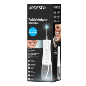 Irrigator portable ARDESTO, cup 300 ml, Li-ion included, case, 6 nozzles, USB-C > USB-A, white